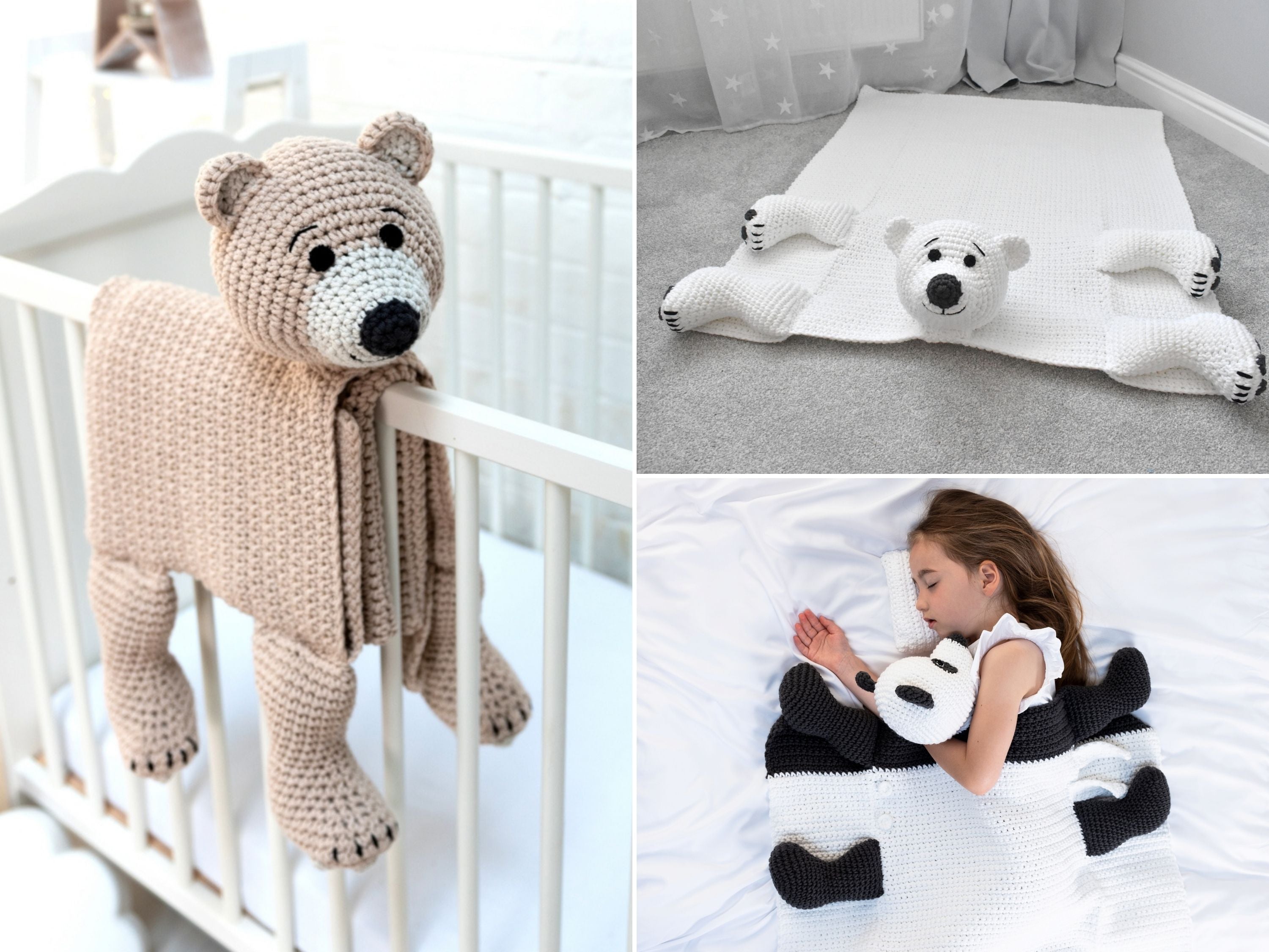 E-book Bear Trio Crochet Pattern Cuddle and Play Crochet Blanket Toy