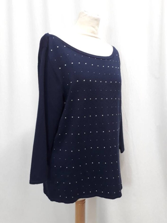 Precis Petite Top Navy Size: M