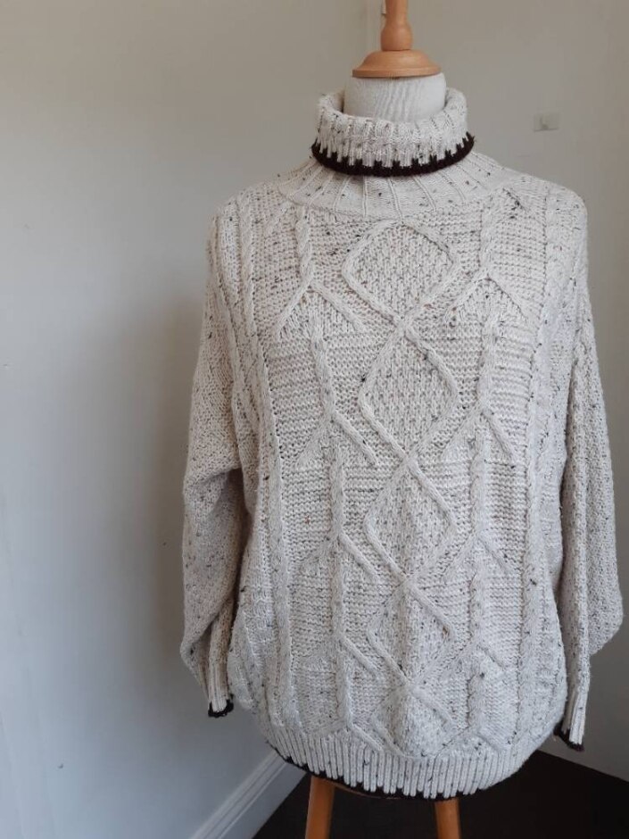 Miss Sparks 1980's Knitwear Sweater Oatmeal Size: L