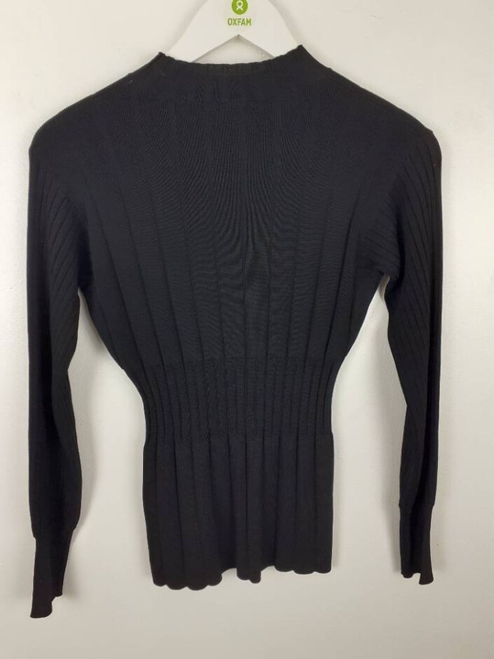 Marks & Spencer Ribbed Knitted Peplum Top Black Size: 6