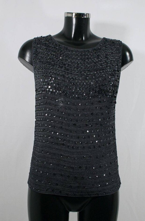 River Island Sequinned Vest Top Black Size: 14