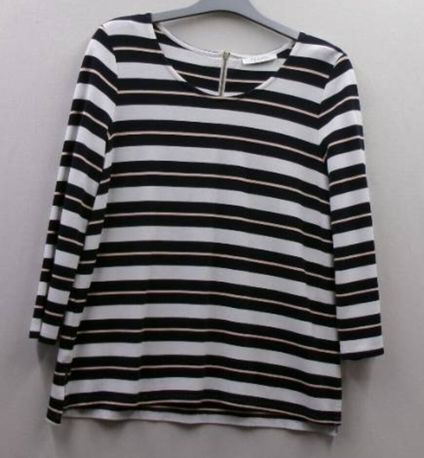 M&s Classic Top Ivory Navy Size: 14