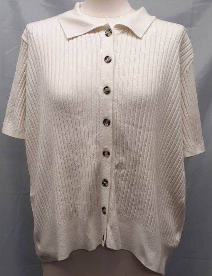 M&s Collection Button Down Top Beige Size: Xl