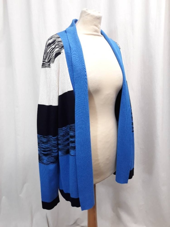 Country Casuals Cc Open Front Cardigan Blue Mix Size: L