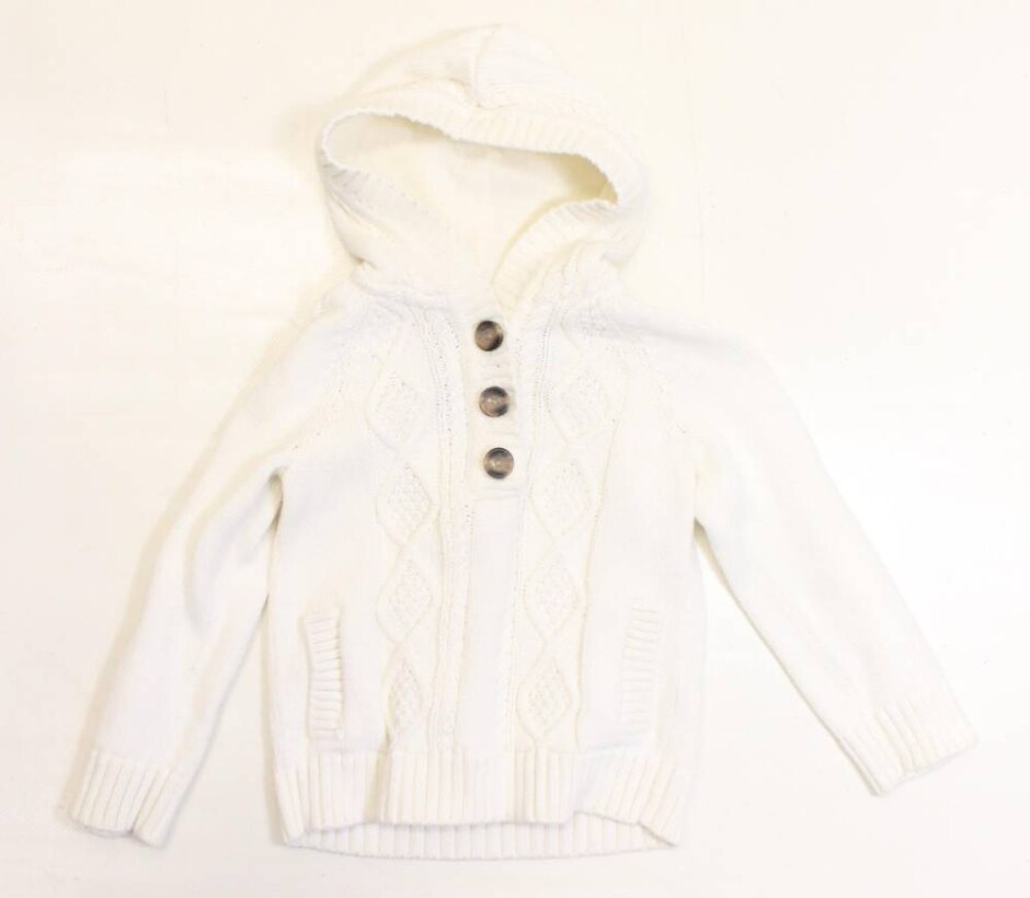 Tommy Hilfiger Cable Knit Hoodie Cream Size: 3 - 4 Years
