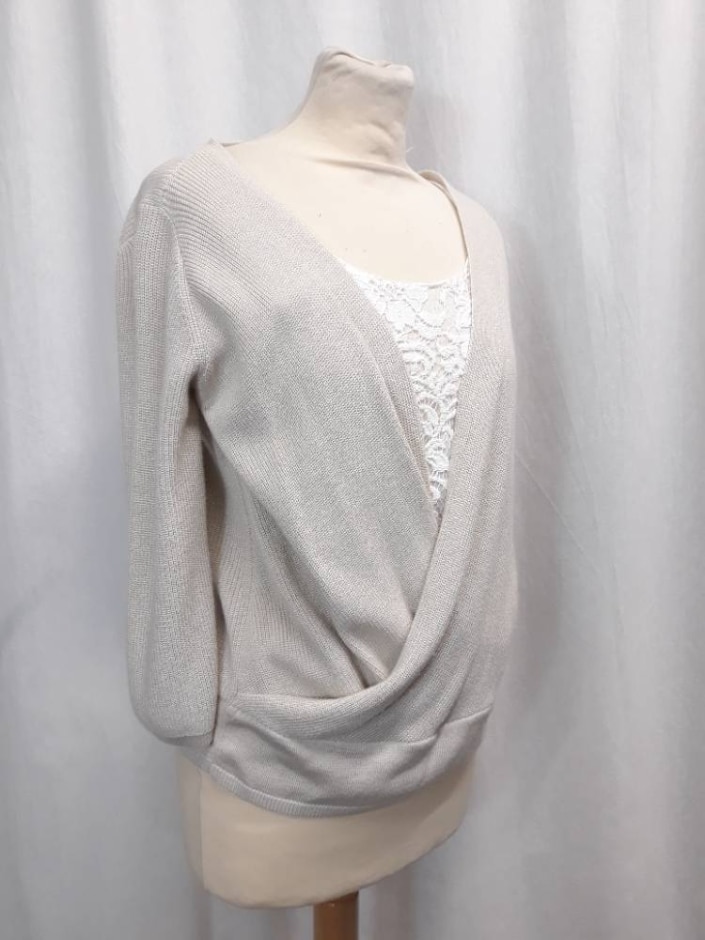 Per Una Lace Front Jumper Oatmeal Size: 8