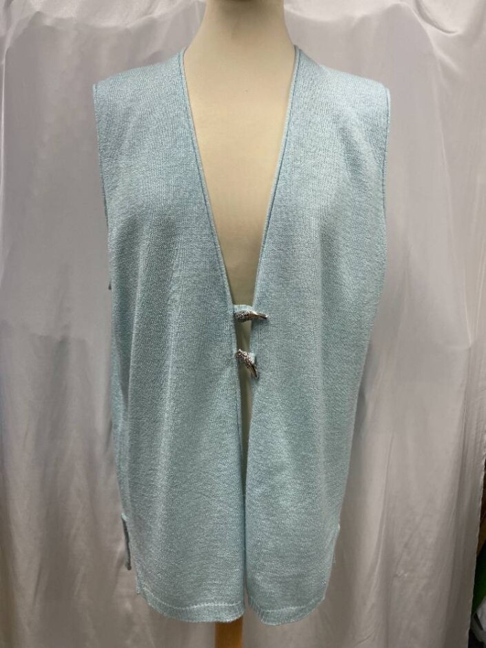 Snatch Talon-button Straight-fit Vest Aqua Blue Size: L