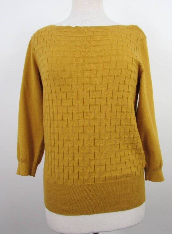 Oasis Cotton Rich Waffle Jumper Mustard Size: L