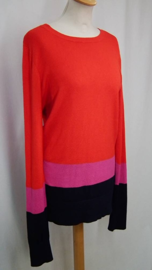 Long Tall Sally Crew Neck Jumper Red & Navy Size: S