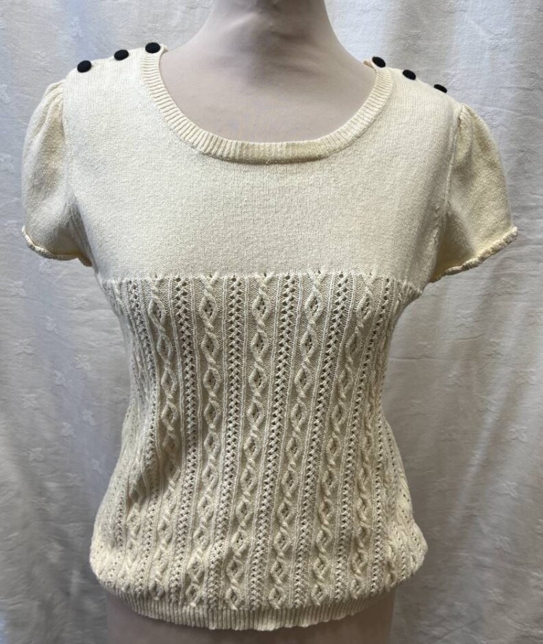 Lowie Knitted Handmade Top Cream Size: M