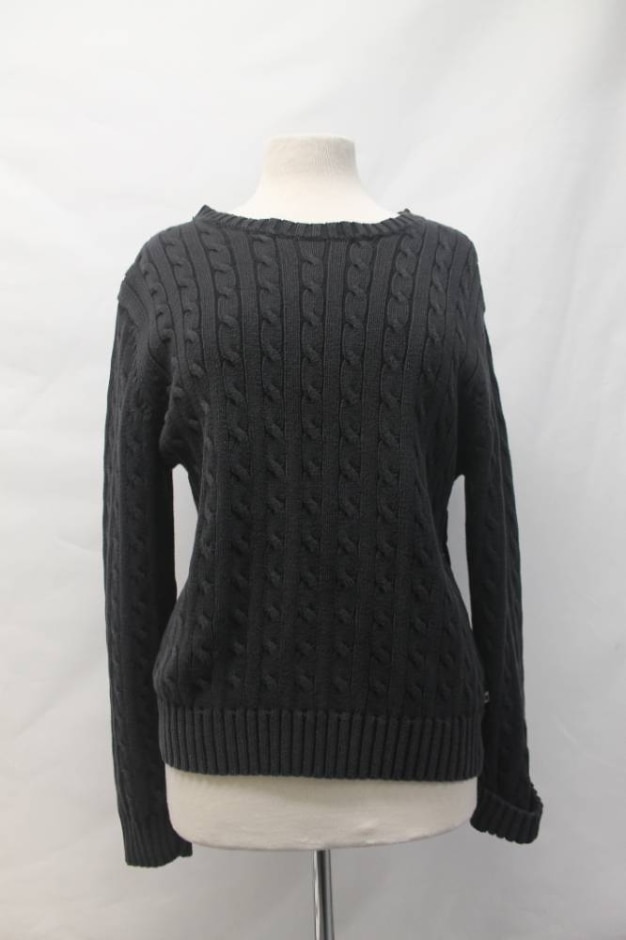 Tommy Hilfiger Cotton Cable Knit Jumper Faded Black Size: Xl