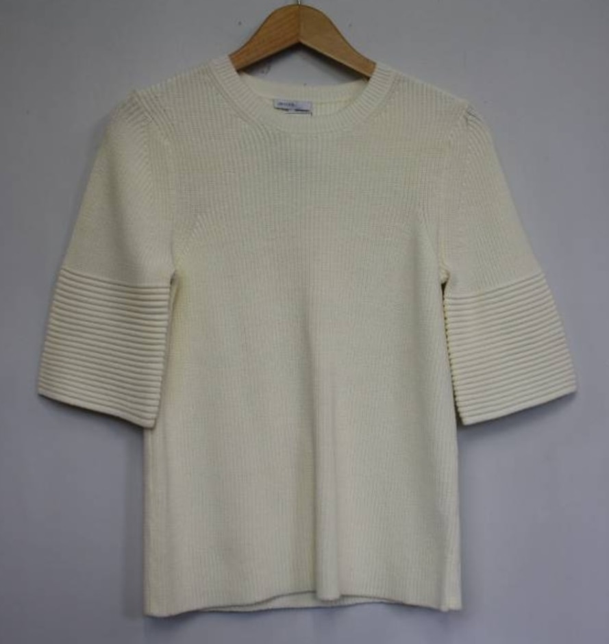 Jaeger Chunky 3/4 Sleeve Jumper Cream Size: Xs