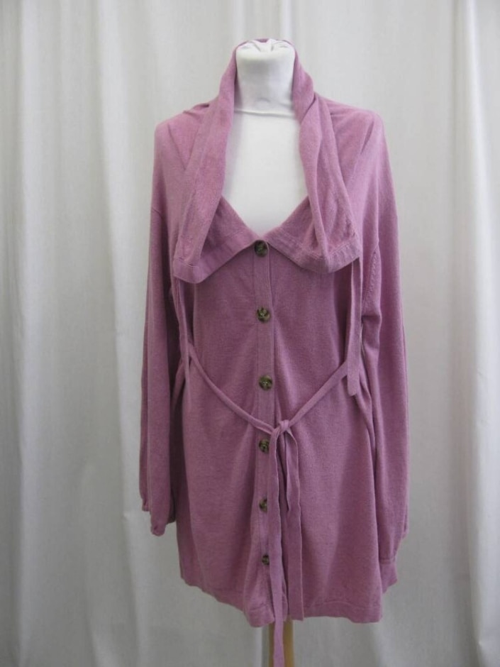 Masai Linen Blend Long Cardigan Rose Pink Size: M