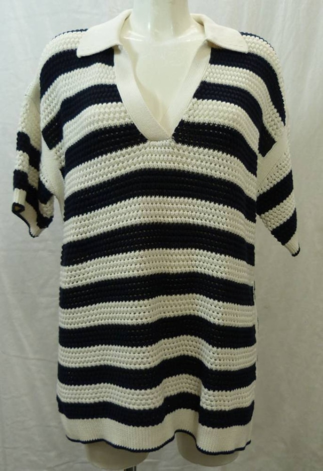 M&s Collection Cotton Sweater Cream/black Size: L