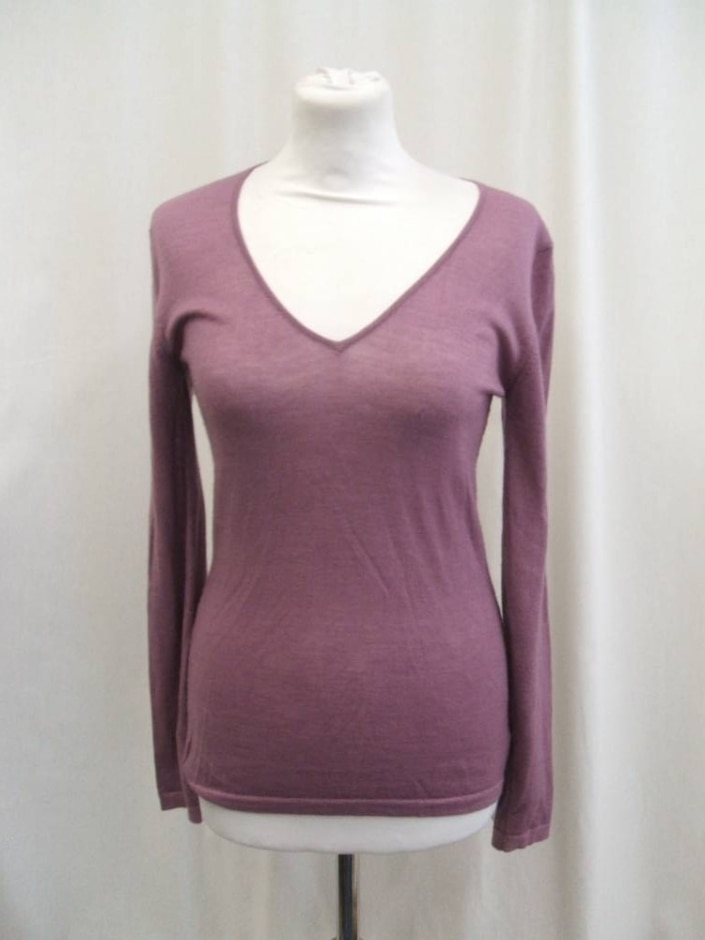 Unbranded V Neck Cashmere Jersey Mauve Size: L