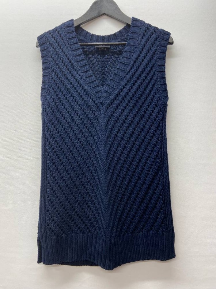 Me+em Cotton Cableknit Vest Navy Size: S