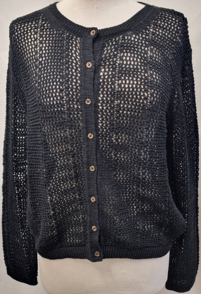 M&s Open Knit Cardigan Black Size: M