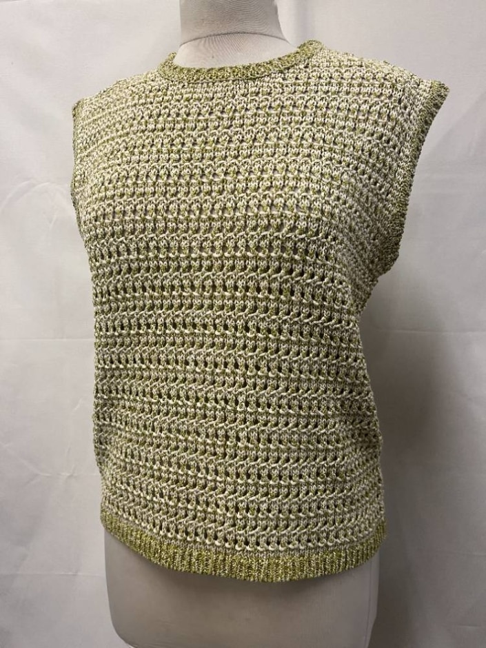 M&s Collection Crewneck Slim Fit Knitted Vest Sage Green Size: M
