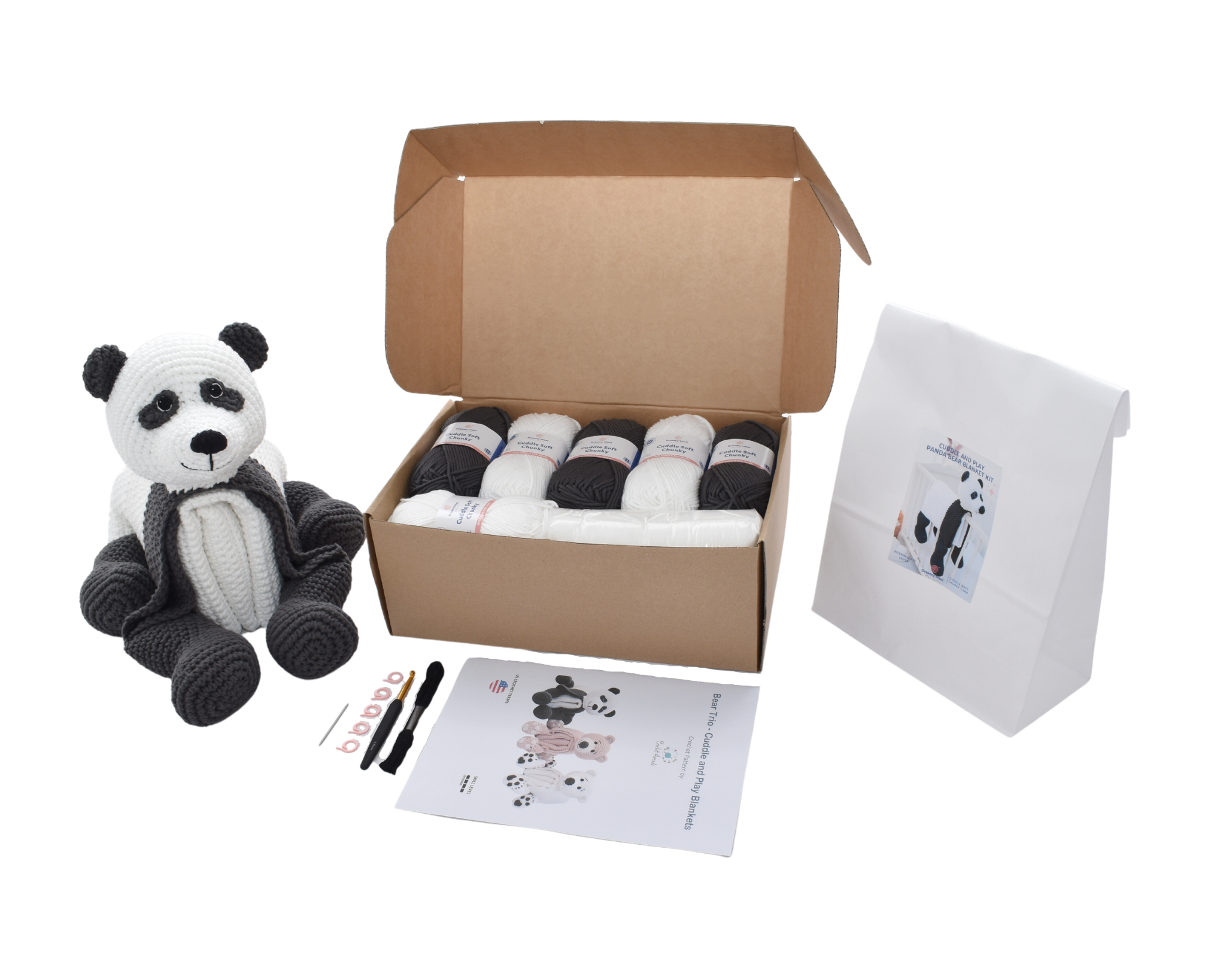 Cuddle and Play Panda Bear Crochet Blanket KIT