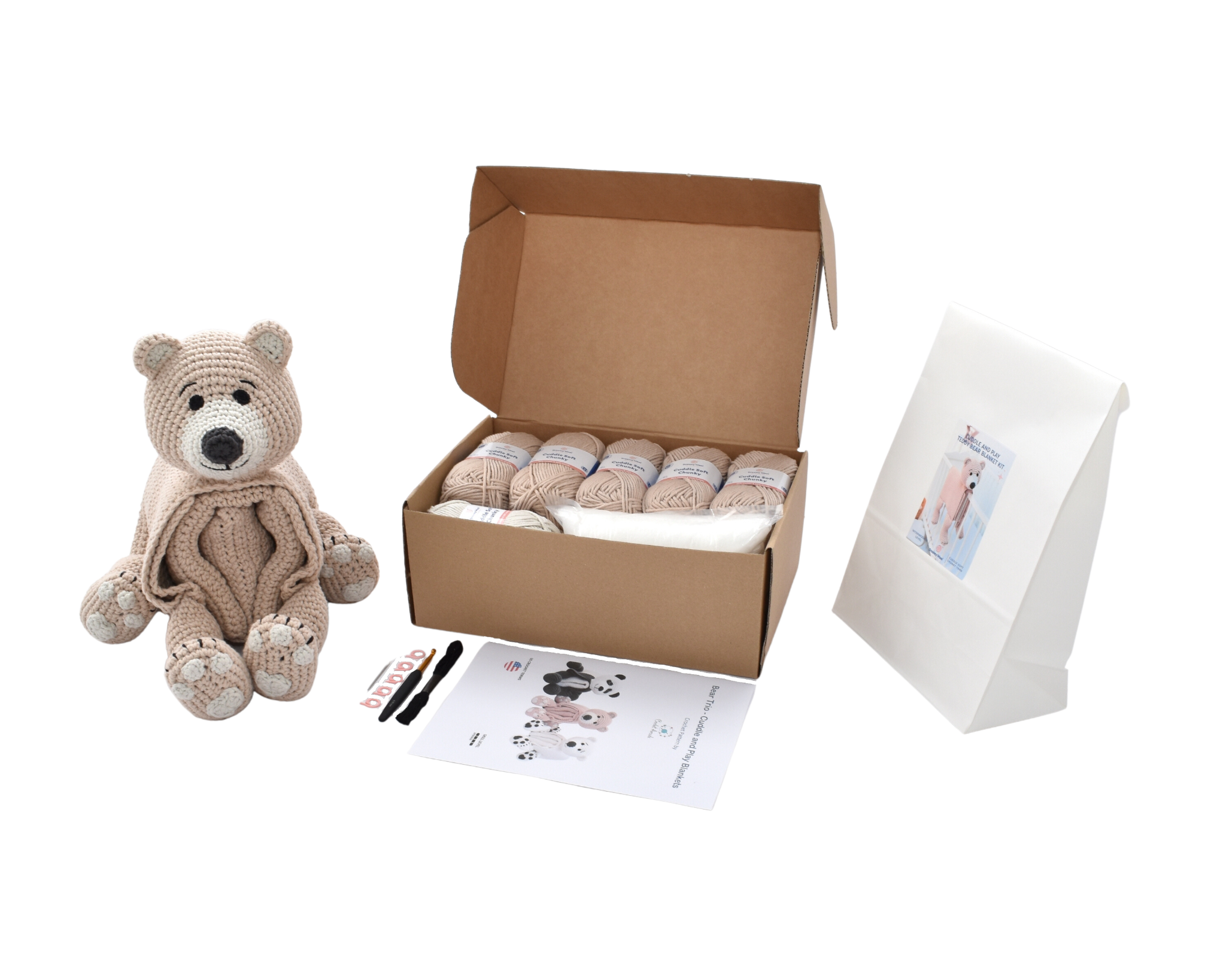 Cuddle and Play Teddy Bear Crochet Blanket KIT