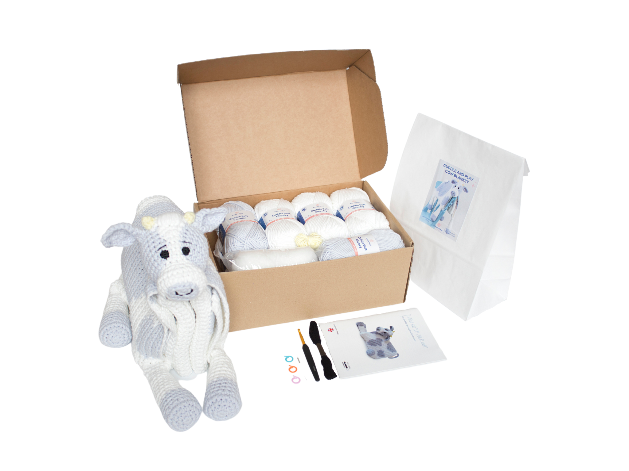 Cuddle and Play Cow Crochet Blanket KIT