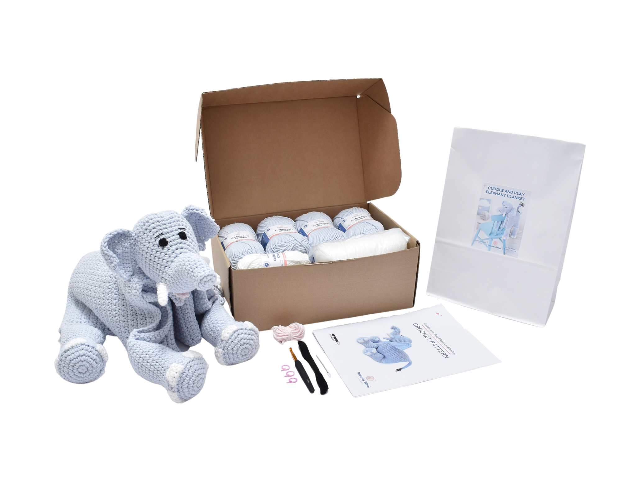Cuddle and Play Elephant Crochet Blanket KIT