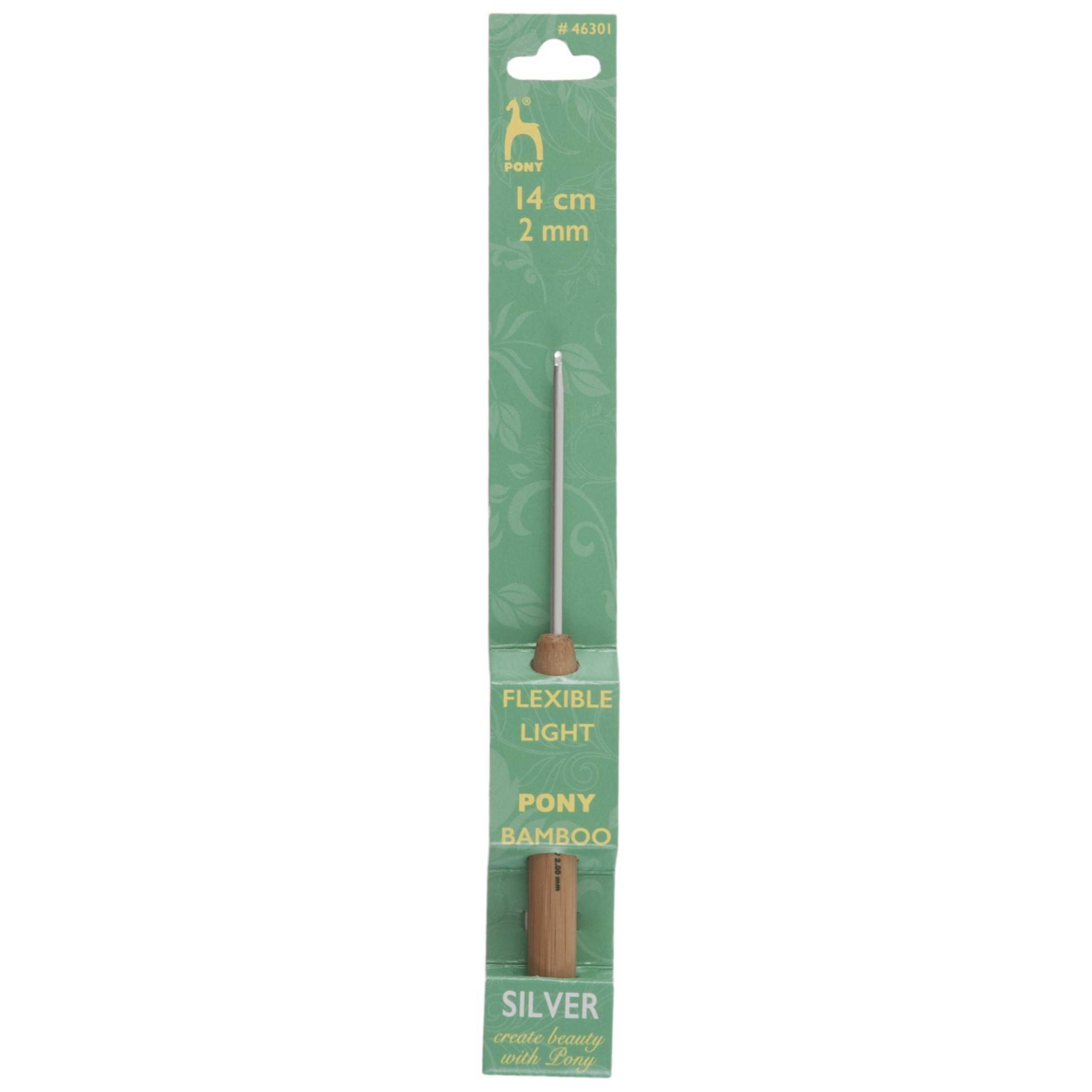 Pony Bamboo Silver Crochet Hook - 2.0mm (UK 14 - US A/0)