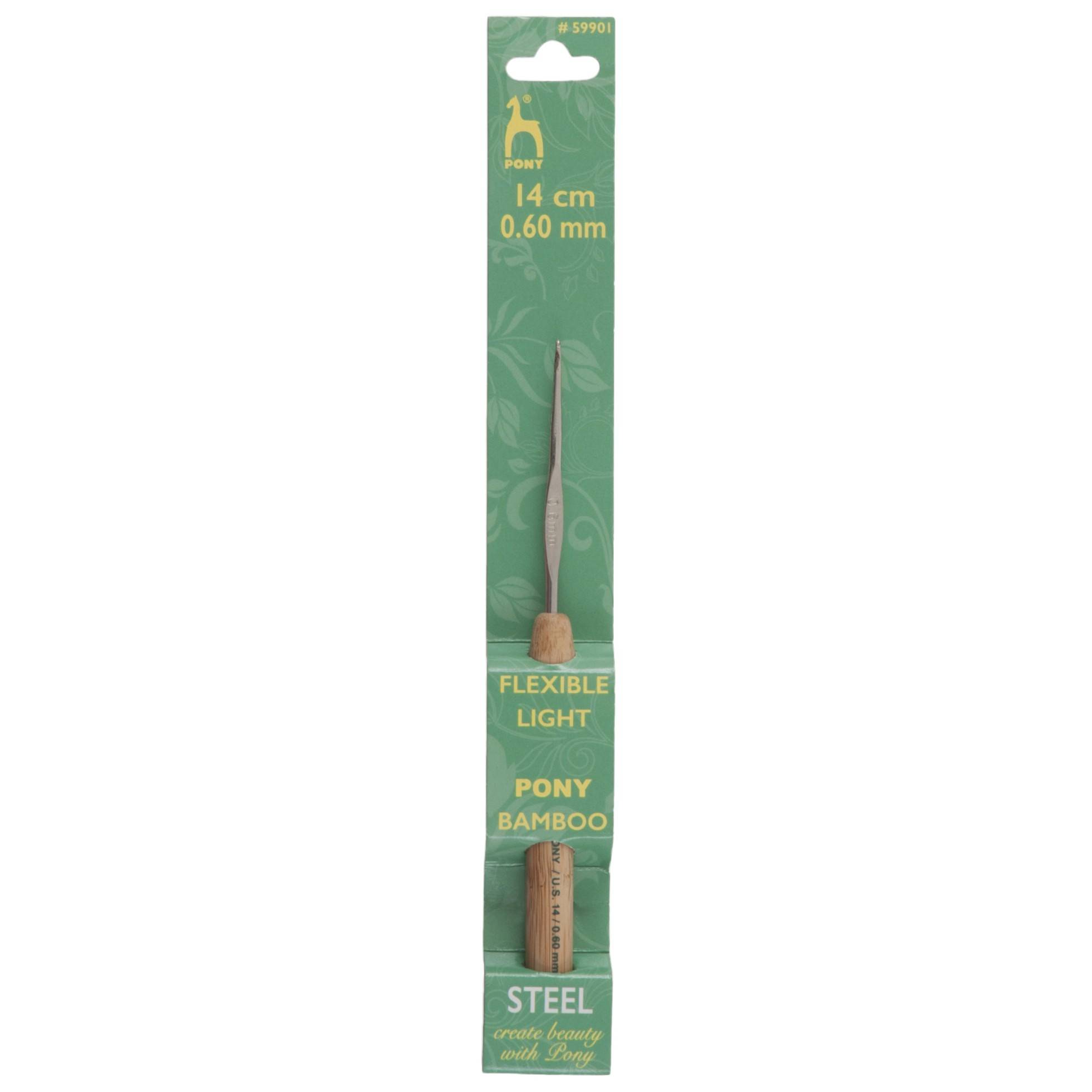 Pony Bamboo Crochet Hook With Steel Hook - 0.6mm