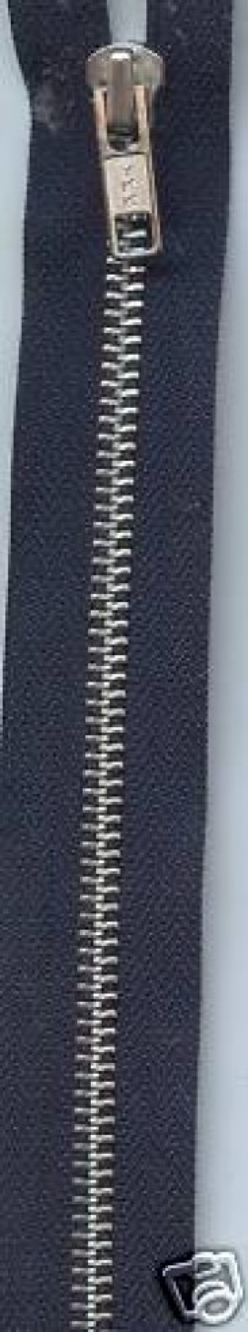 YKK Silver Metal Open End Zips Navy Blue