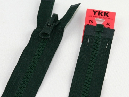 YKK Vislon Flip Over Chunky Open End Zips Forest Green