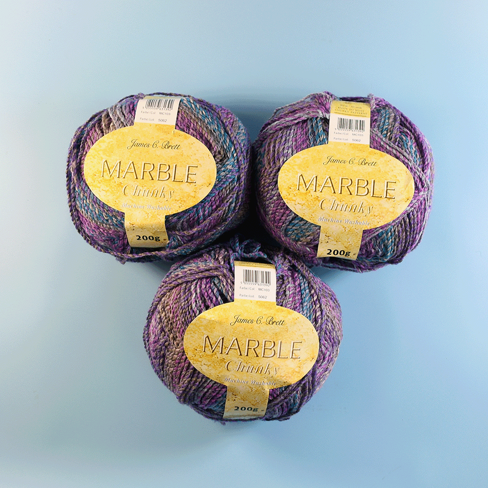 James C Brett Marble Chunky Value Pack - 3x200g MC6 Orange Brown Mix 600g
