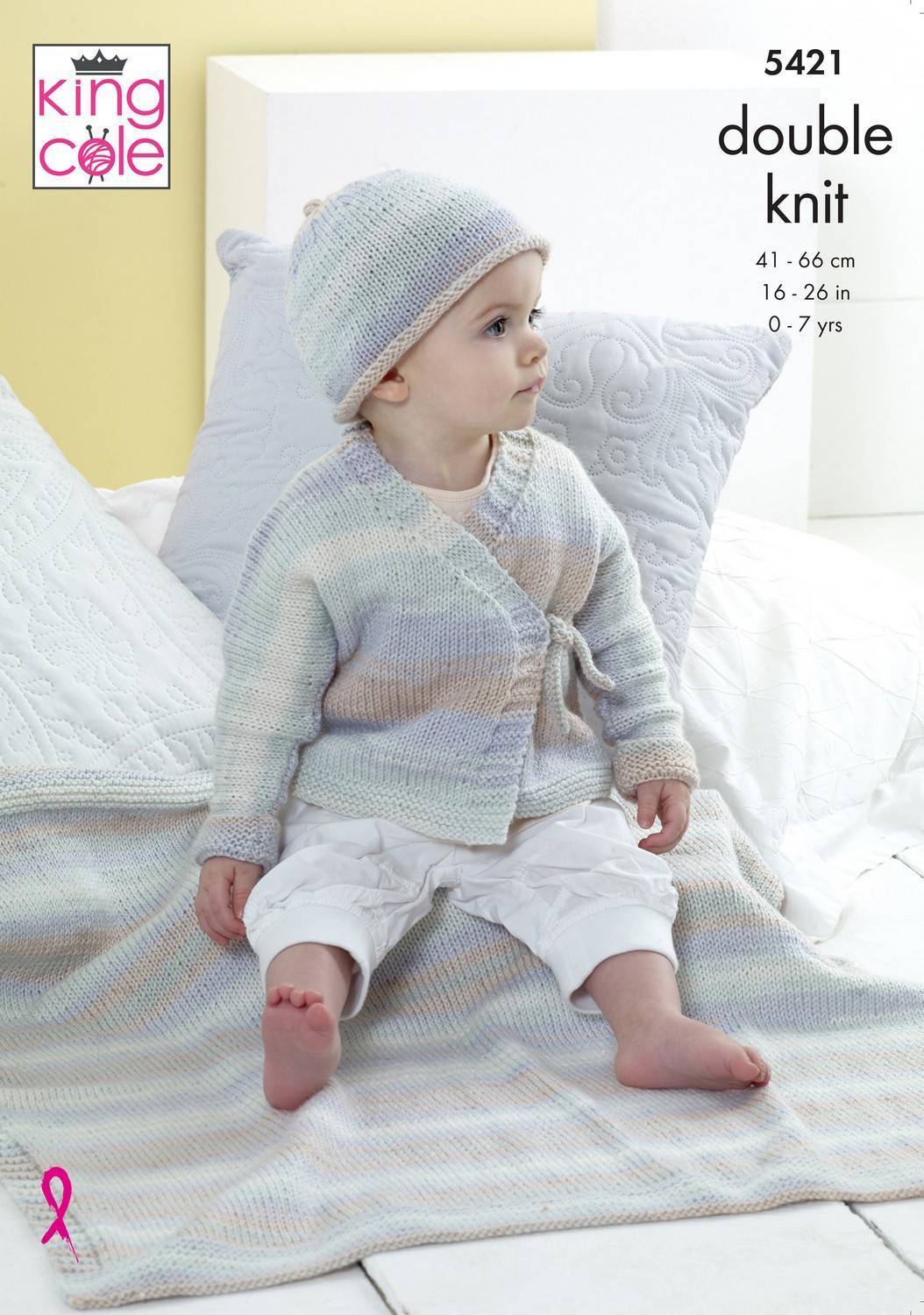 Cardigan, Hat and Blanket in King Cole Beaches DK (5421)