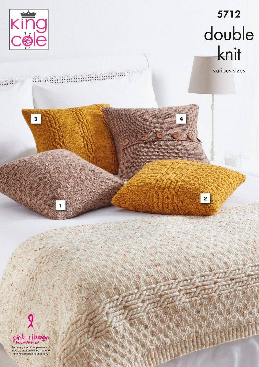 Bed Runner and Cushions in King Cole Big Value Tweed DK (5712)