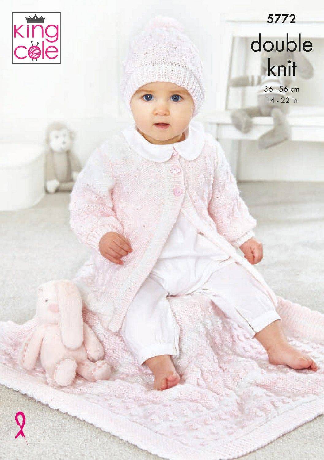 Cardigan, Hat and Blanket in King Cole Baby Pure DK (5772)