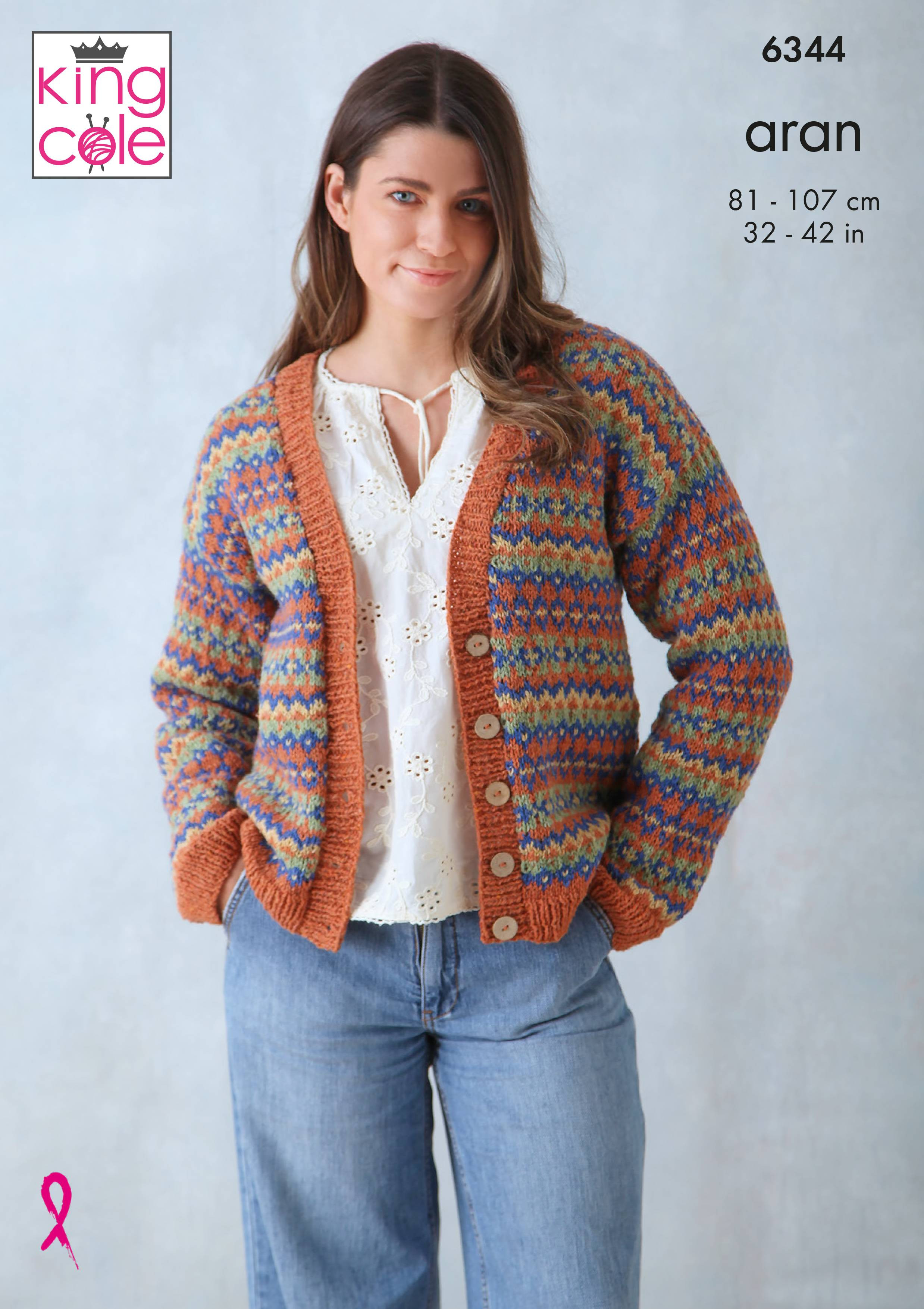Cardigan and Tank Top in King Cole Forest Aran (6344)