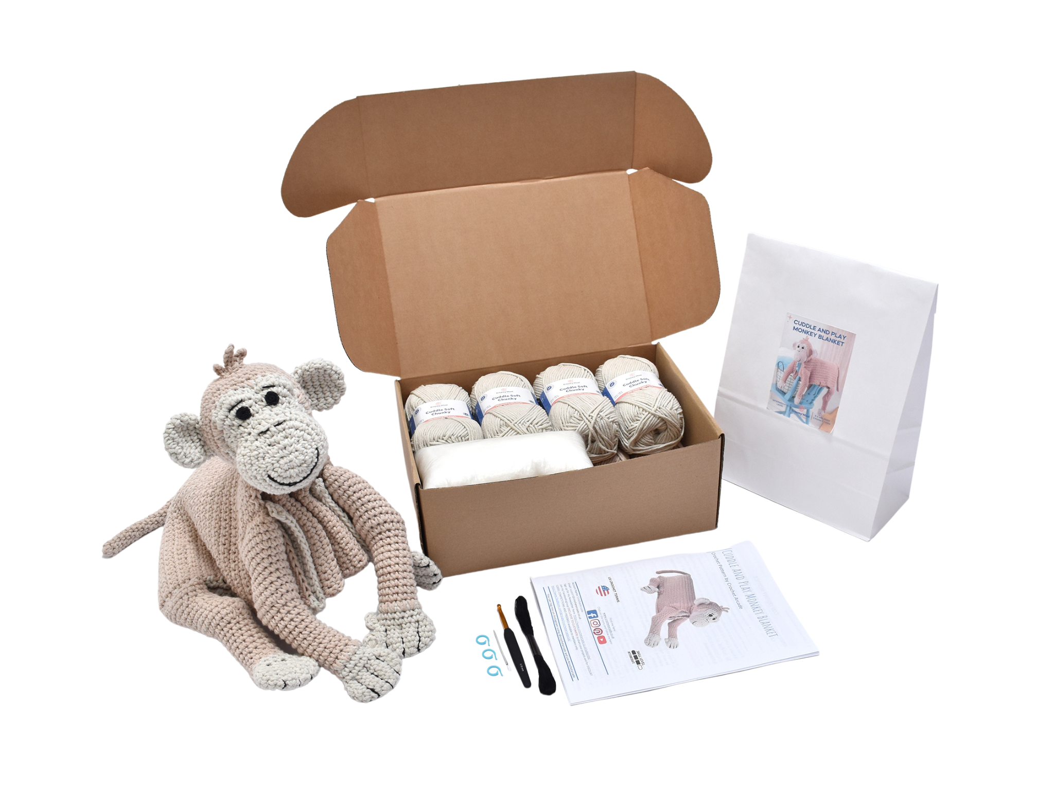 Cuddle and Play Monkey Crochet Blanket KIT