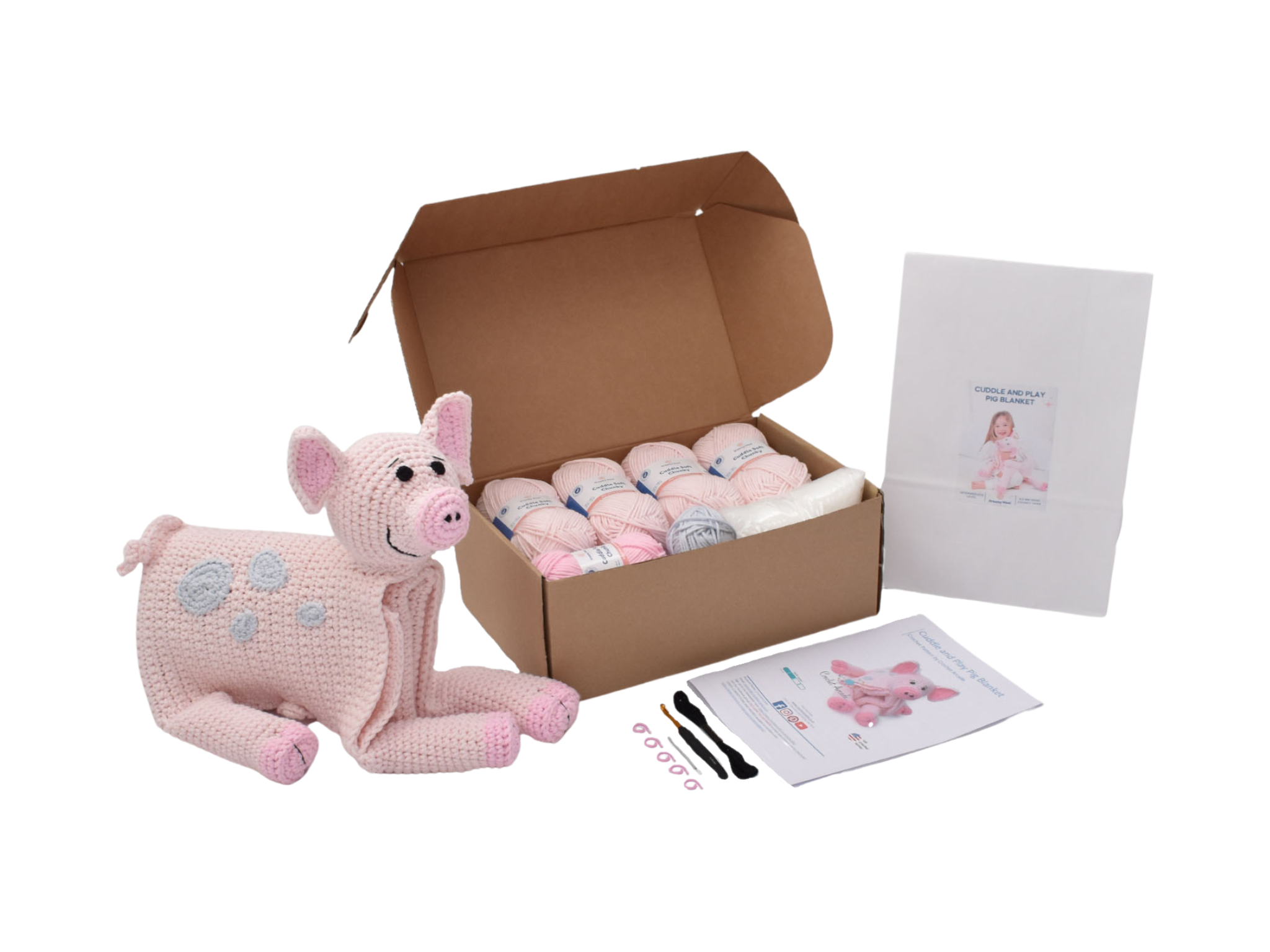 Cuddle and Play Pig Crochet Blanket KIT